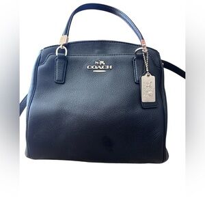 Coach Black Pebbled Leather Satchel Crossbody Gold Hardware Top Handle Bag